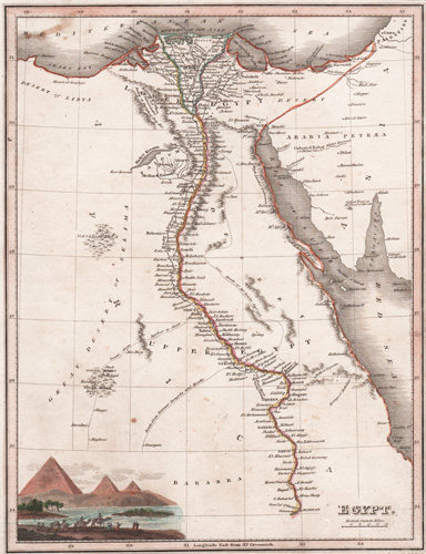 antique map of Egypt pyramids 1819